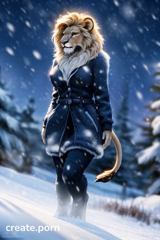 Snow, Lion, Night Furry AI Porn