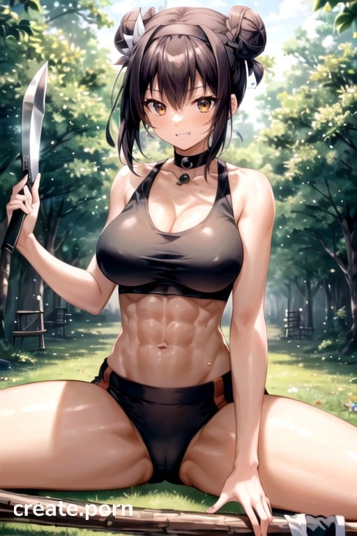 Buns In Her Hair, Full Body, Add Detail Hentai AI Porn