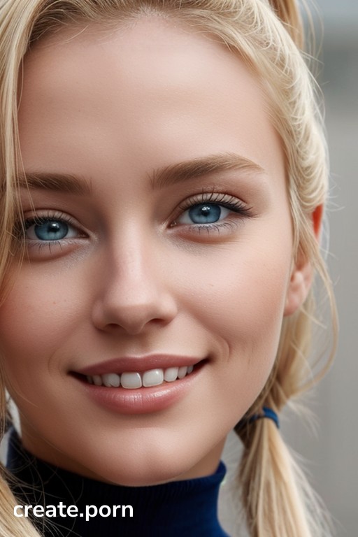 Blue Eyes Woman - Happy, Blonde Hair, Blue Eyes AI Porn