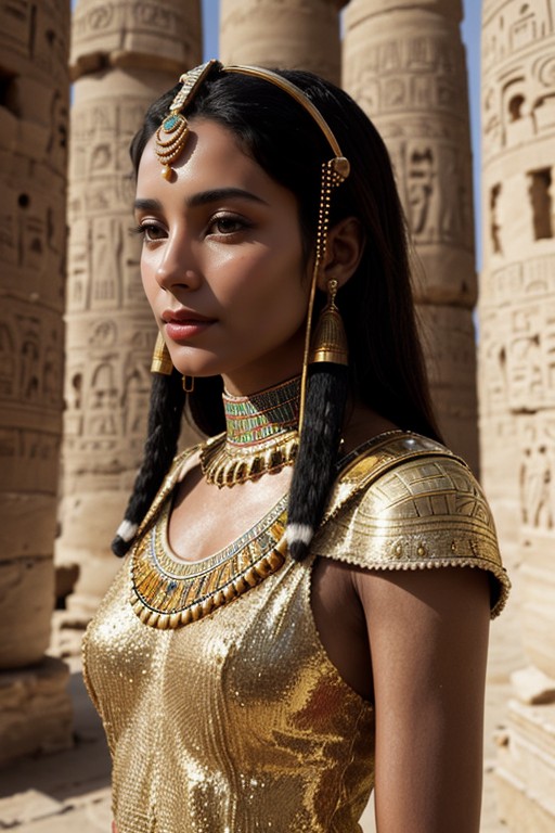 Egyptian Queen Cleopatra Porn - Ancient Egyptian Clothes And Architecture In The Background, Cleopatra In  Her Palace, Extremely Detailed AI Porn