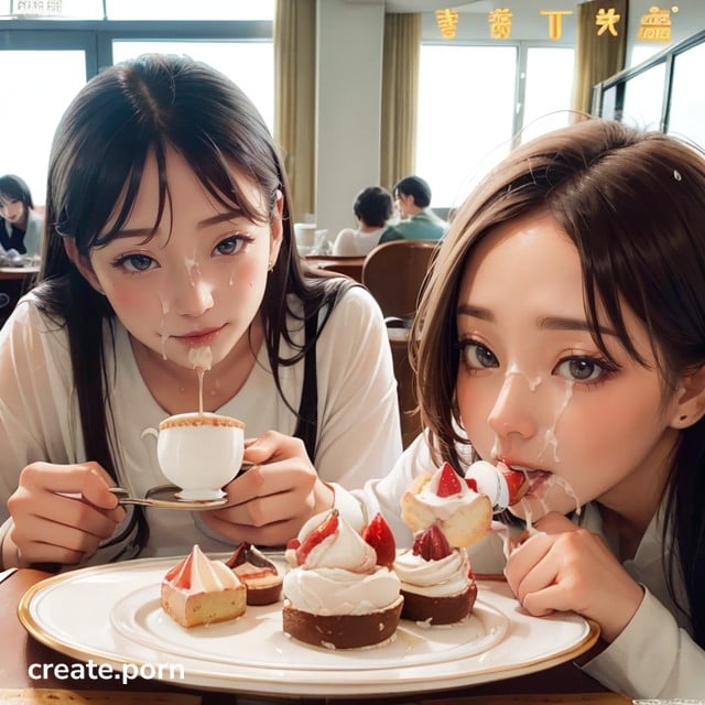 640px x 640px - Years Old, Blush And Smile, Two Girls Eating Cum And Shortcake In A Coffee  Shop AI