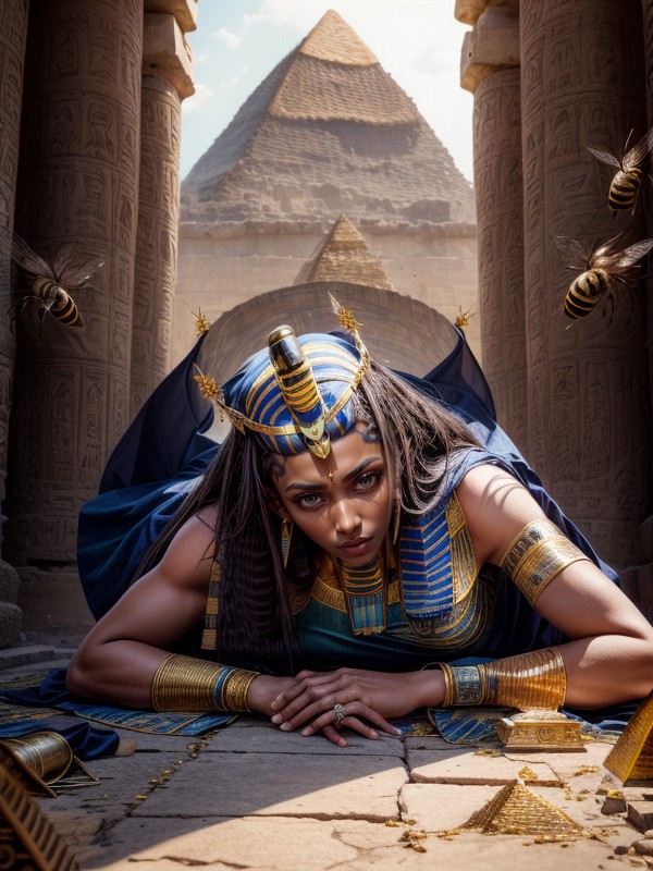 Dressed Like Egyptian Goddess - Queen Of Pharaoh, Medium Ass, Ancient Egyptian Architecture Palacepile Of  Lying Around AI Porn