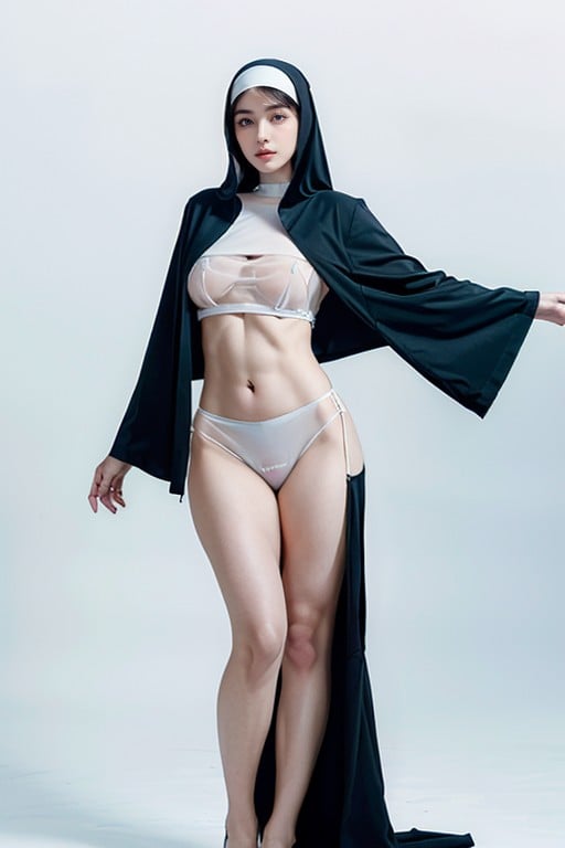 Fit, Full Body View Extremely Detailed Outfit, Short Length Asian AI Porn