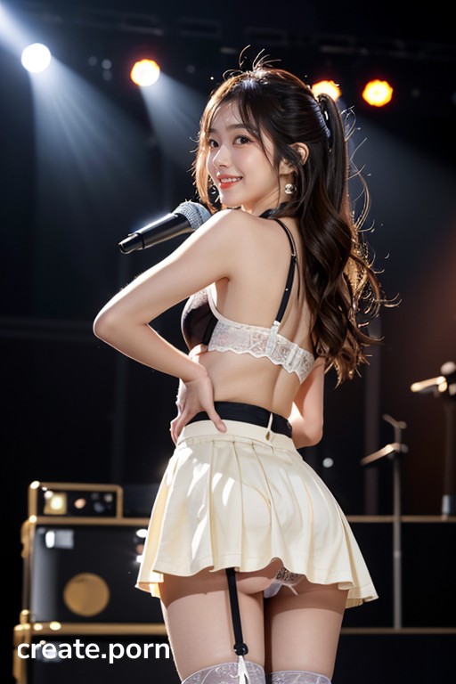 Av Idol Skirt - 18, On Stage, Lift Skirt AI Porn