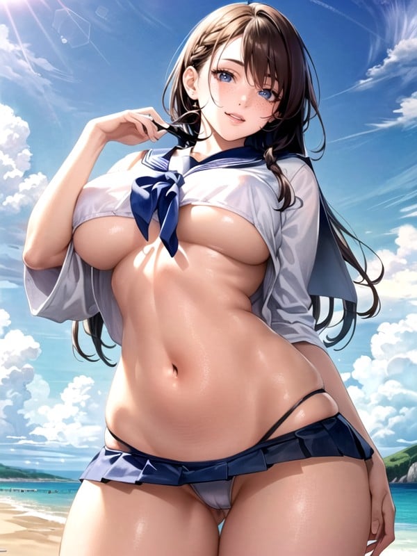 Mini Skirt, Black Hair, Undressing AI Porn