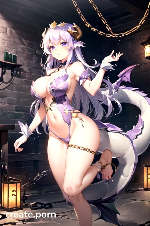 Purple And White Alternating Ragon Tail, Charming Ass, Prohibit Twisted Body Parts Hentai AI Porn