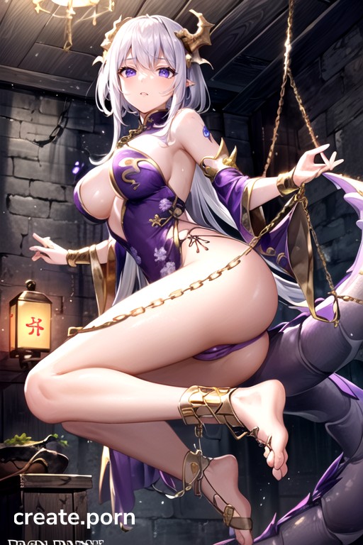 The Whole Body Is Tightly Locked Up By Heavy Iron Chains, Completely Naked, A Refined Human Body Hentai IA
