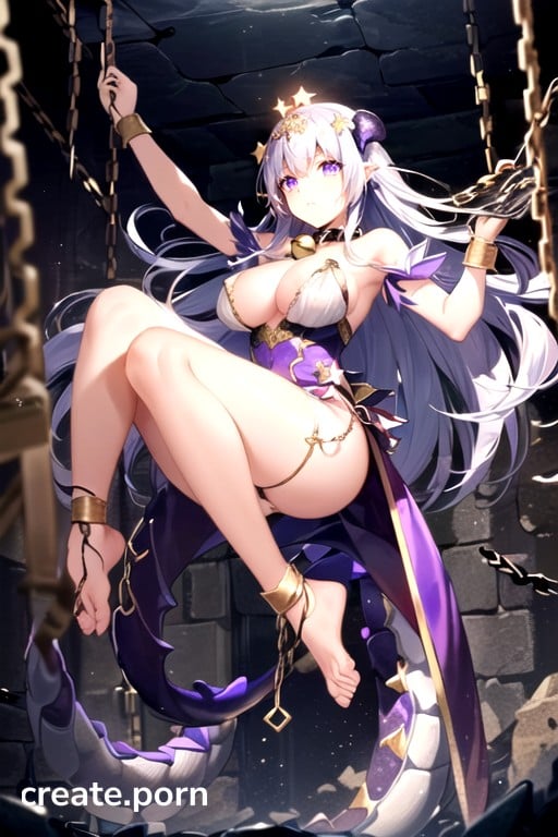 Half A Ton On The Ground, Hanging With Chains, Gold Feet Chain Hentai AI Porn