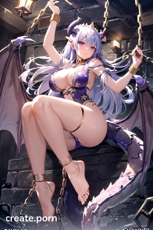 In The Dark Dungeon This Chain Is Fully Locked, Prohibit Wrong Hands And Feet, Legs Wide Open Revealing Unobstructed Vagina Hentai AI Porn