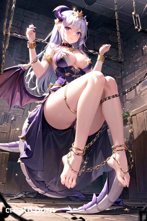 Dragon Princess, Half A Ton On The Ground, Bound By Chains And Handcuffs Hentai AI Porn