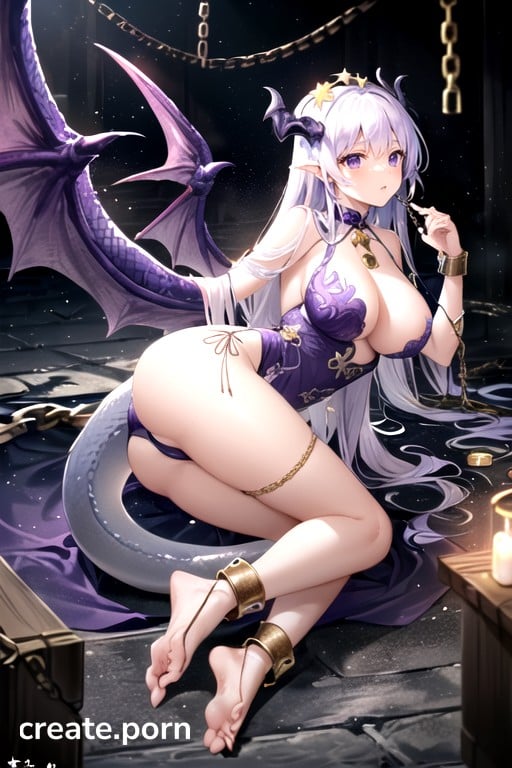 Prohibit Blurred Or Missing Scene Elements, In The Dark Dungeon This Chain Is Fully Locked, Gold Feet Chain Hentai AI Porn