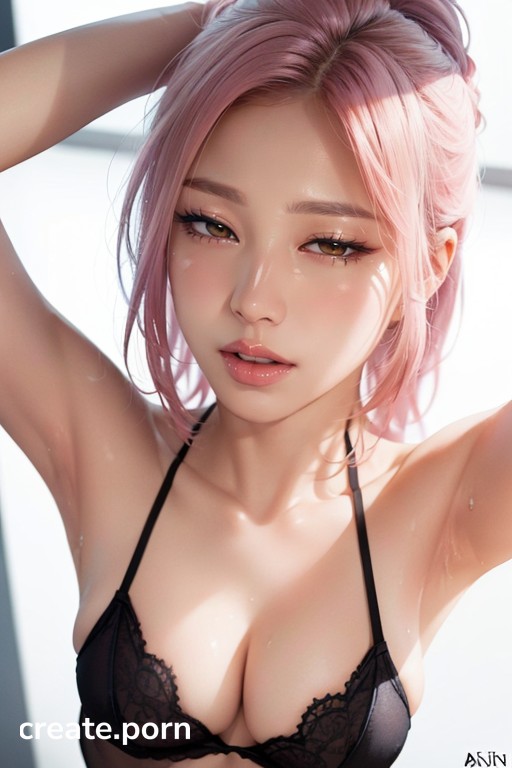 Pink Hair, Changing Room, Lingerie AI Porn