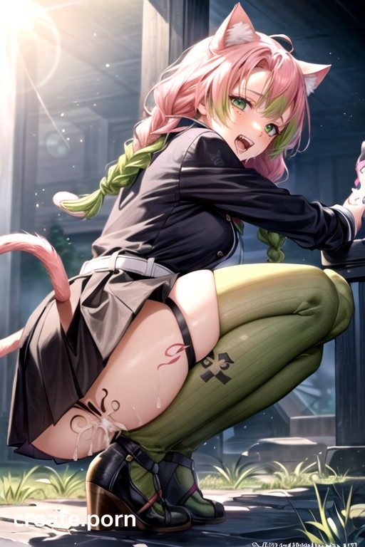 Cum In Vagina Dripping, Pink And Black Glowing Eyes, Pink Hair Hentai AI Porn
