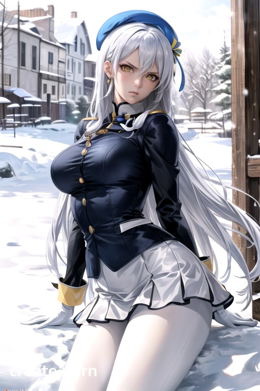 Snow-white Hair, Jacket, Long Hair Hentai AI Porn