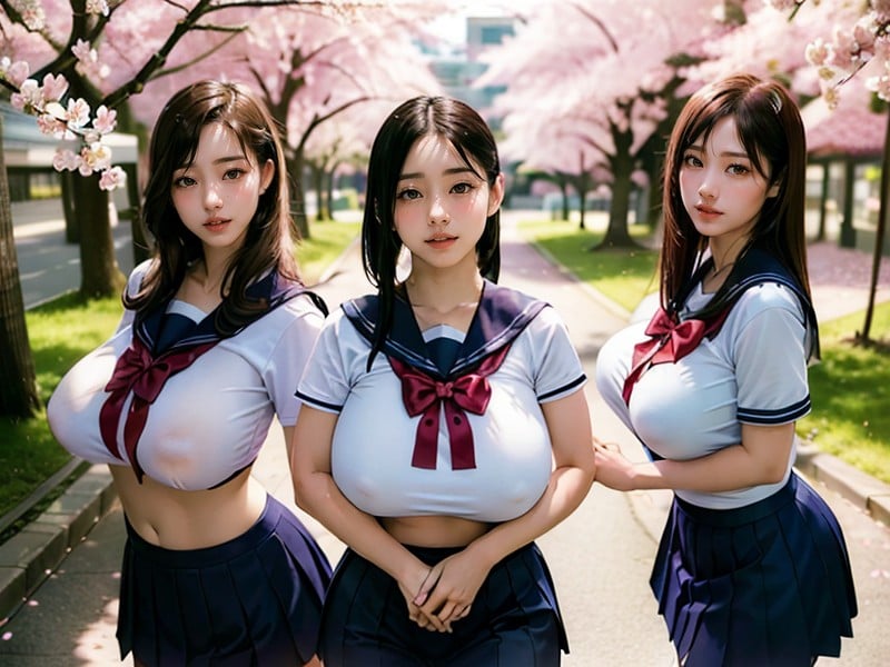 Harem, High School Sailor Uniform, Extremely Detailed Real Person AI Porn