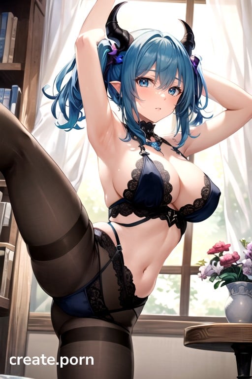 Emale_ejaculation, Crossed Bangs, Straight-on AI Porn