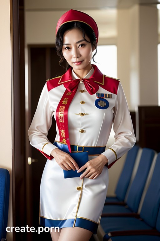 Attendant - Chinese, 60+, Flight Attendant AI Porn