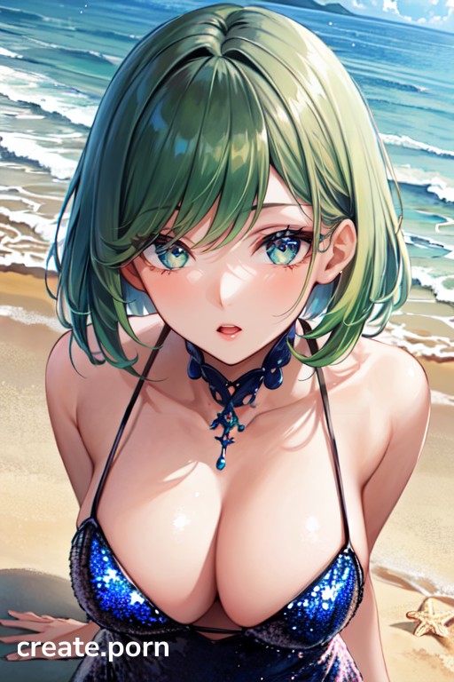 512px x 768px - Short Length, Beach, Green Hair AI Porn