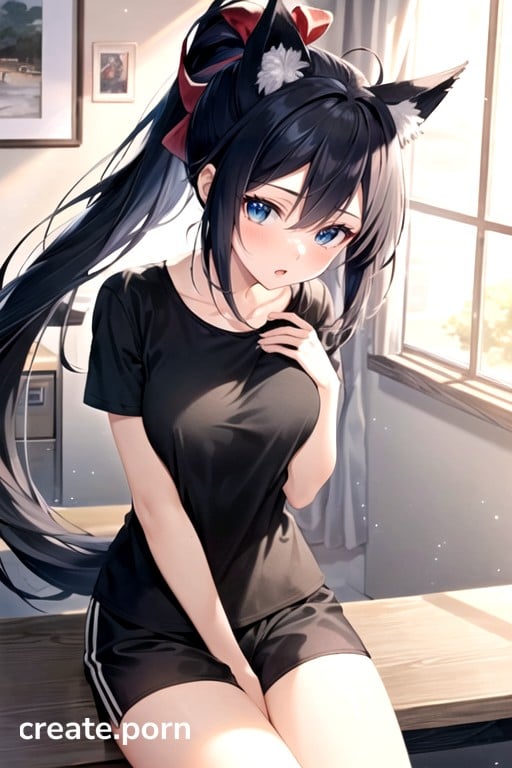 Cute Anime Porn - Cute Anime Girl, With A Large Neckline, Red Markings Under The EyesKI Porno