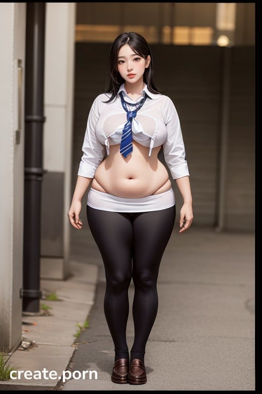 Fat Porn Leggings Panties - Fat, School Uniform, Standing AI Porn