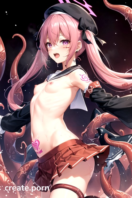 White Sailor Collar, Hat, Sleeves Past Wrists Hentai AI Porn