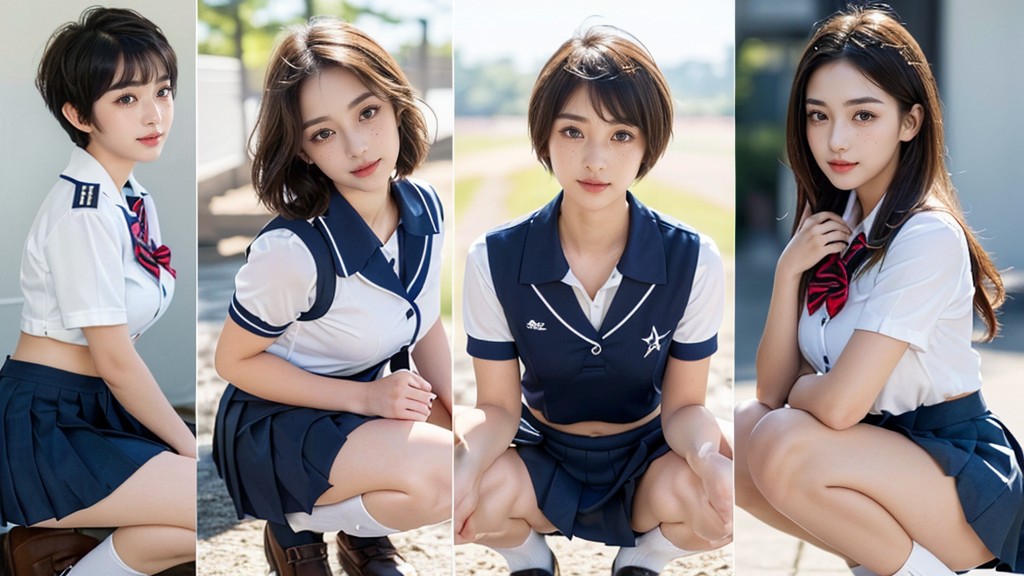 Japanese, Bangs, Detailed Pale Skin AI Porn