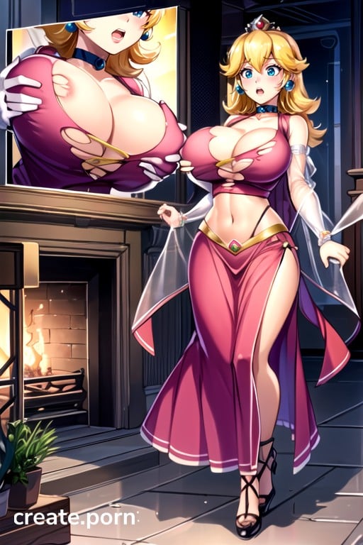 Belly Dancer, Breast Expansion, Princess Peach (super Mario Bros) AI Porn
