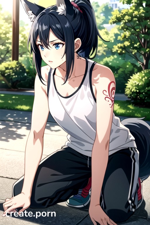 Black Hair, Fox, Sweatpants AI Porn