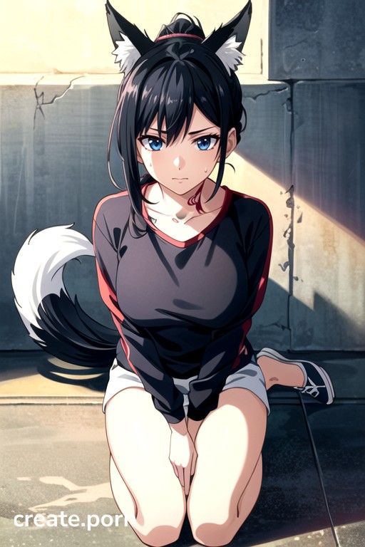 Lowered Ears, Fox, Black Hair AI Porn