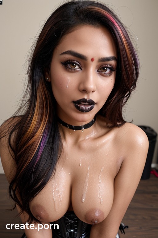 Asian Dyed Hair Porn - Goth, South Asian, Multi Colored Hair AI Porn