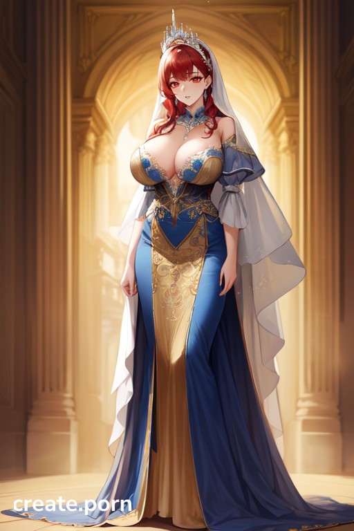 Full Length Skirt, Royal Ball Gown, Brocade Hentai AI Porn
