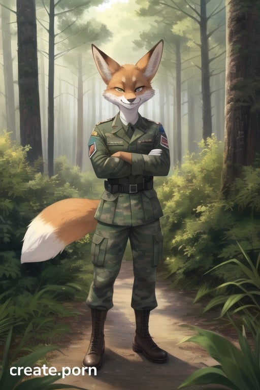 Furry Forest Porn - Grinning, Forest, Arms Crossed Furry AI Porn