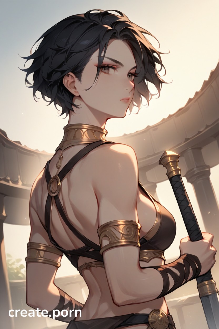 Body Angle, Short Hair Girl, Close Up View Porno IA