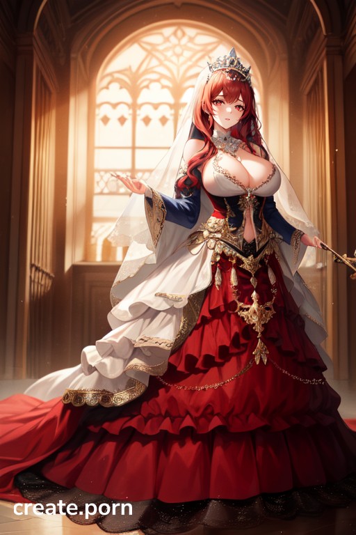 Voluminous Skirt, Elaborate Necklace, Non-transparent Veil Hentai AI Porn