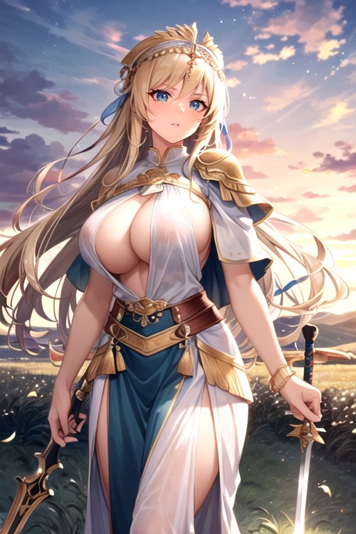 Classic Greek Porn Cartoon - Sunset Outdoor, Ancient Greek Godess Of War, Intense Look AI Porn