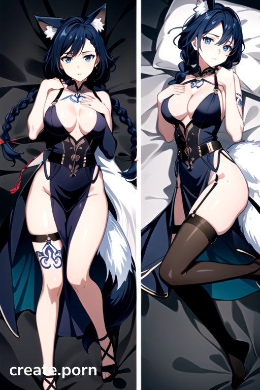 Medium Breast, Braided Hair, Full Body AI Porn