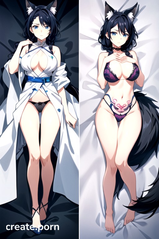 Full Body, Fox Ears And Tail, Tall AI Porn