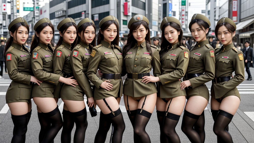 Nylon Stockings, Military, Asian AI Porn