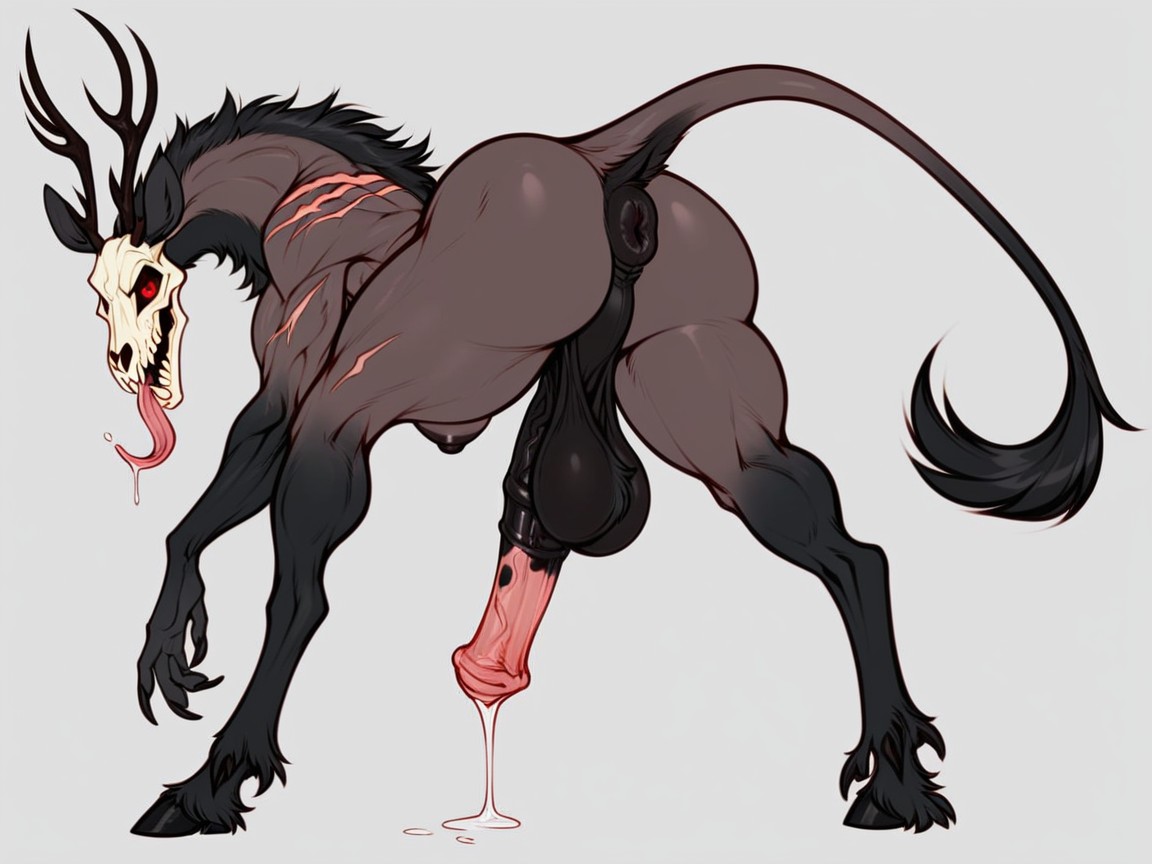 Massive Equine Cock, Ebony Cock, Close Up Furry AI Porn