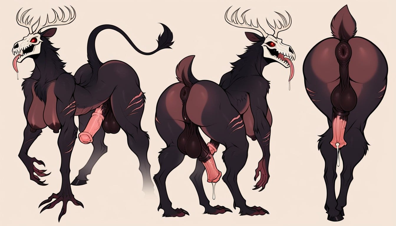 Equine Asshole, Ass Up, Light Inner Fur Color Furry AI Porn