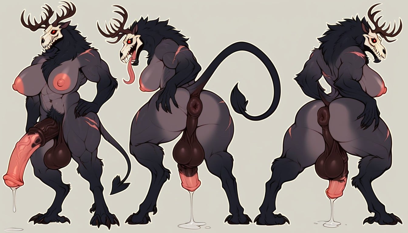 Red Eyes, Antlers, Curvaceous Hips Furry AI Porn