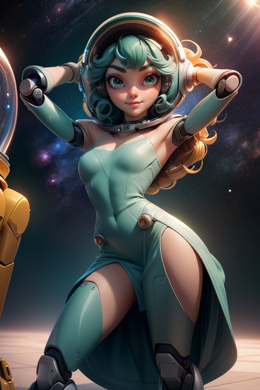 Front View, Space Helmet, Miniskirt AI Porn