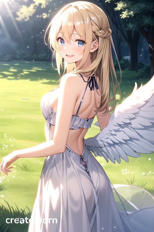 공원, 모델, Medium Straight Hairblonde Hairblue Eyesmedium Breastsmall Assfitlarge Angel Wings On The Back헨타이 AI 포르노