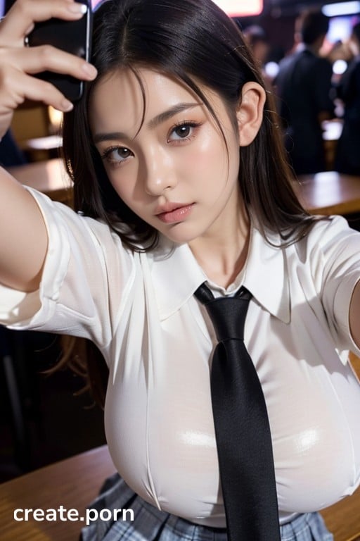 Club, Selfie, Show Very Big Tits Girl Asian AI Porn