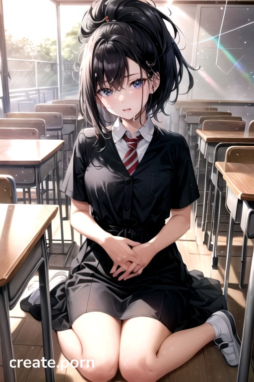 Noon, Classroom, Momo Yaoyorozu (my Hero Academia) Hentai AI Porn