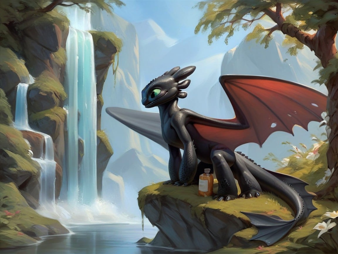 Night Fury, Wings, White Scales Furry AI Porn