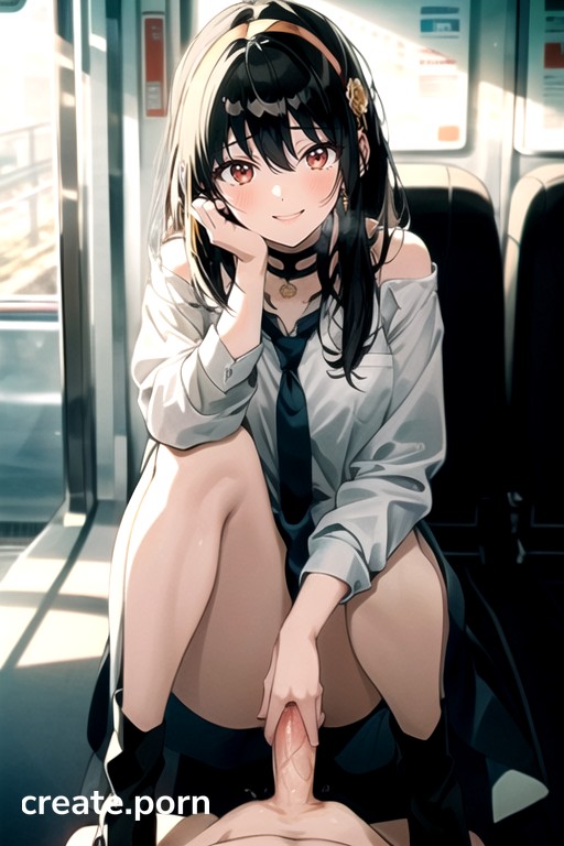 앉아서 다리 벌리기, 따뜻한 스타일, 기차AI 포르노