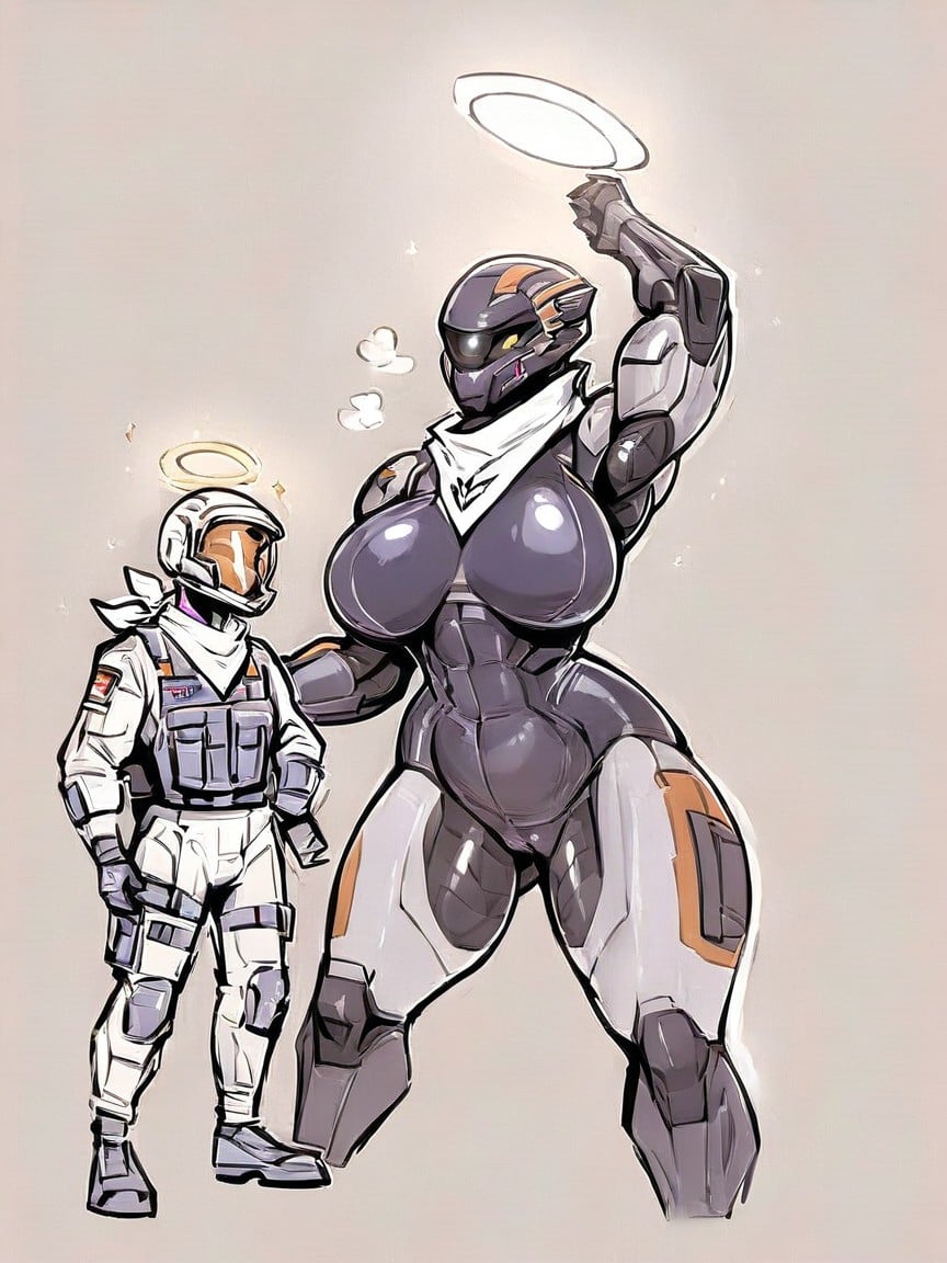 Bodysuit, Armor Gloves, Spreading Lips Furry AI Porn
