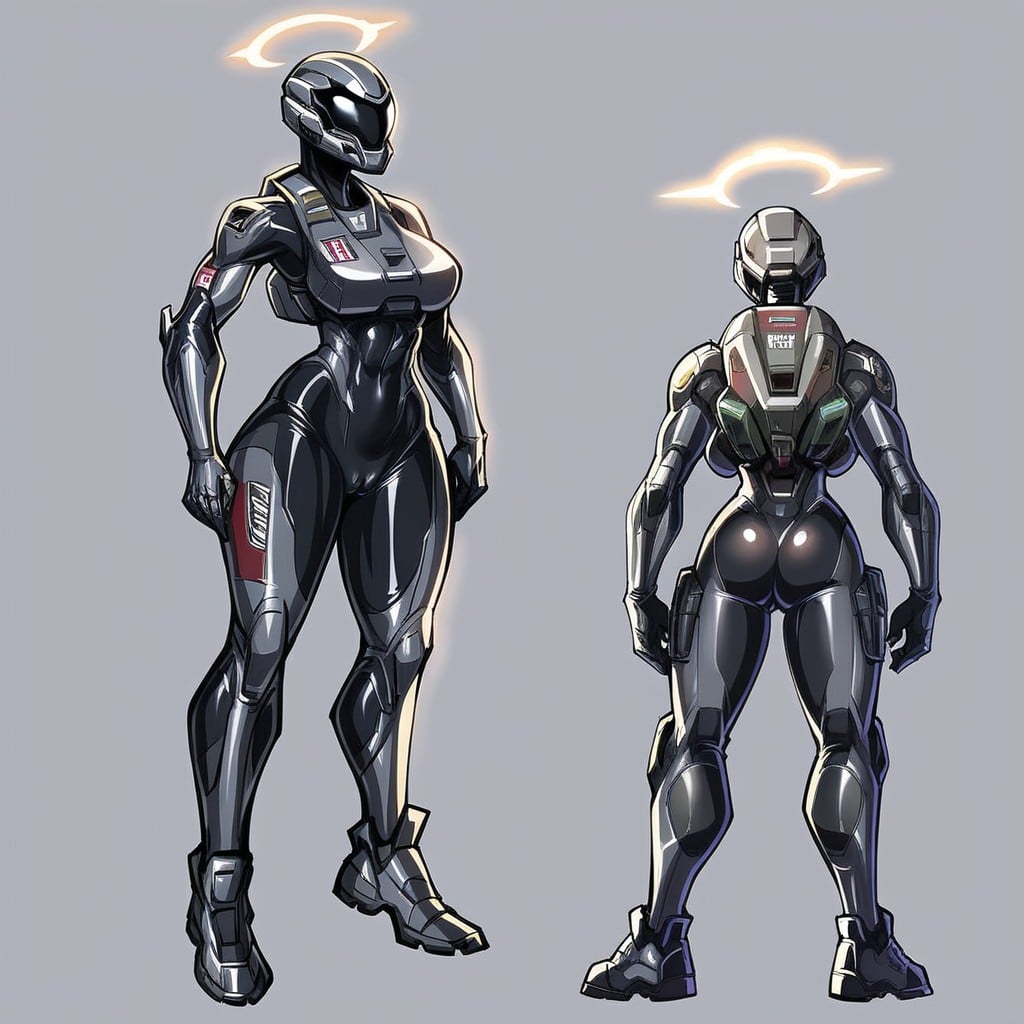 Medium Breast, Helmet Visor, Highly Detailed Biomechanical Bodysuit Furry AI Porn