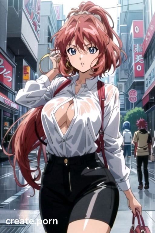 Open Clothes, Raining, Long Sleeves Hentai AI Porn